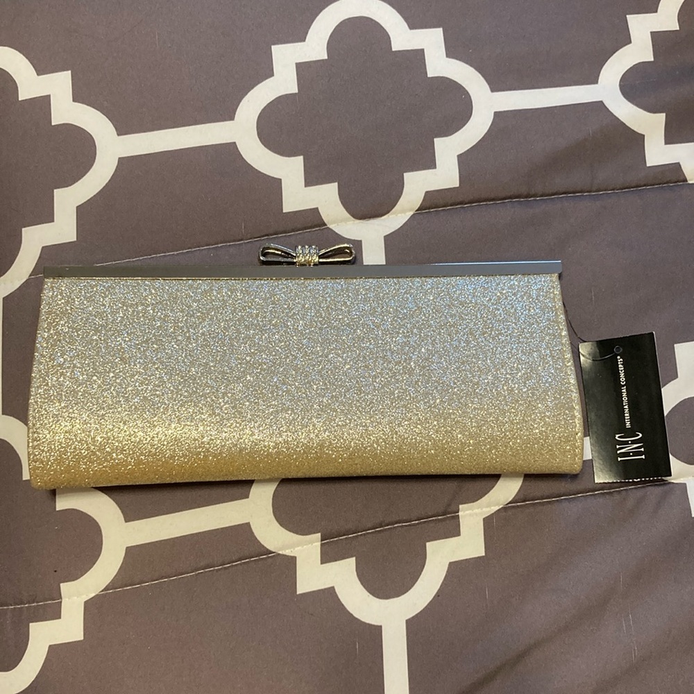 Gold sparkle clutch